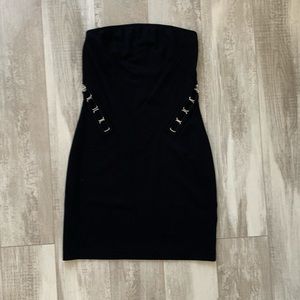 Black Strapless Dress w/ Metal Details! Size Small